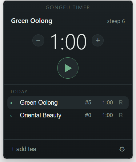 The Gongfu Timer widget floating over the work